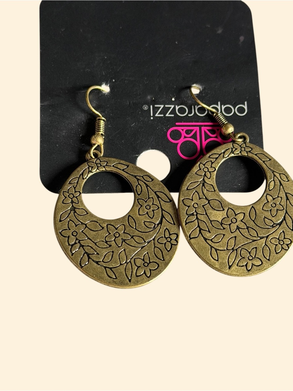 Paprazzi Bronze Floral Cutout Drop Earrings NWT